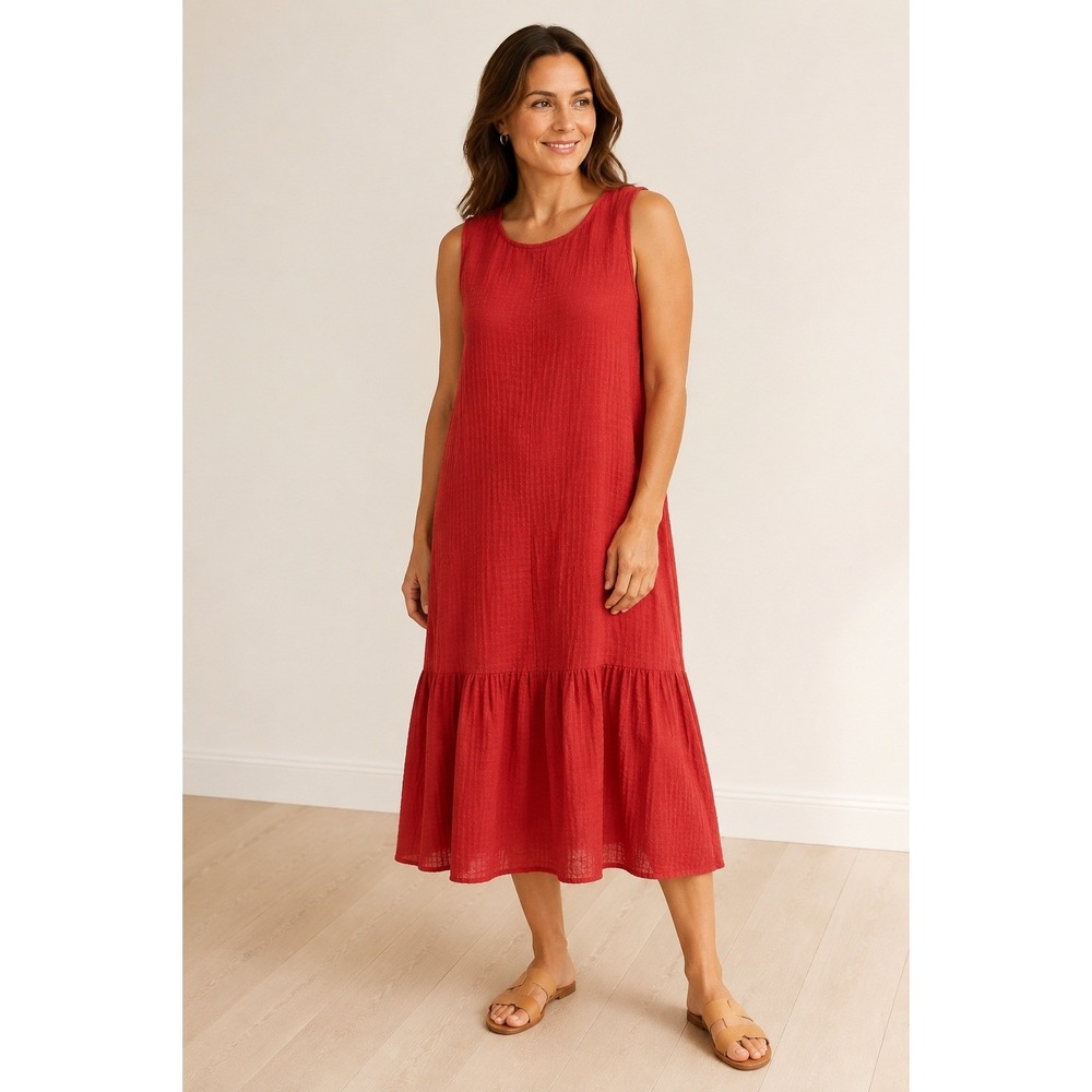 ASOS Cotton Midi Dress Womens 8 Sleeveless Tiered Modest Layer Vacation Travel